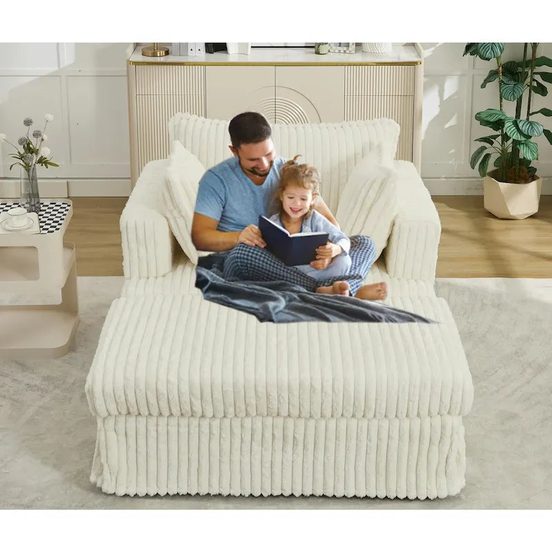 47.8  Oversized Upholstered Chaise Longue Chair with Pillows