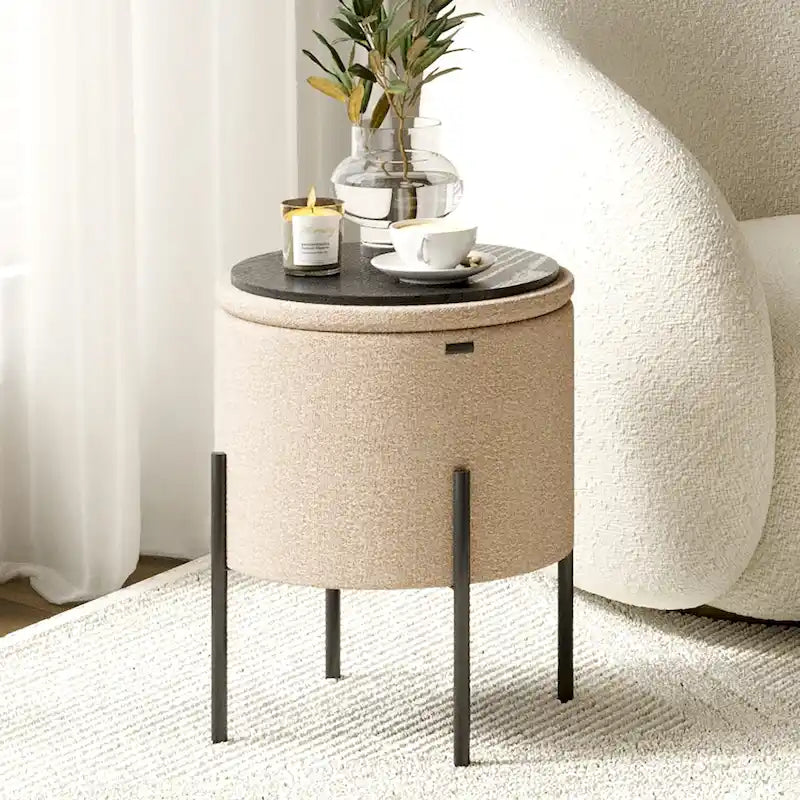 Repose-pieds de rangement rond