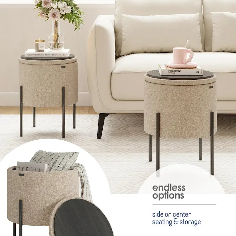 Repose-pieds de rangement rond