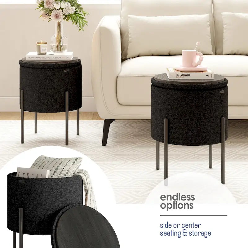 Repose-pieds de rangement rond