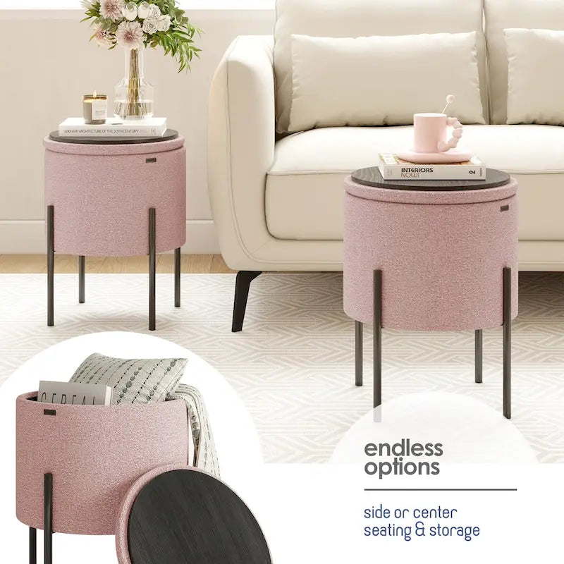 Repose-pieds de rangement rond