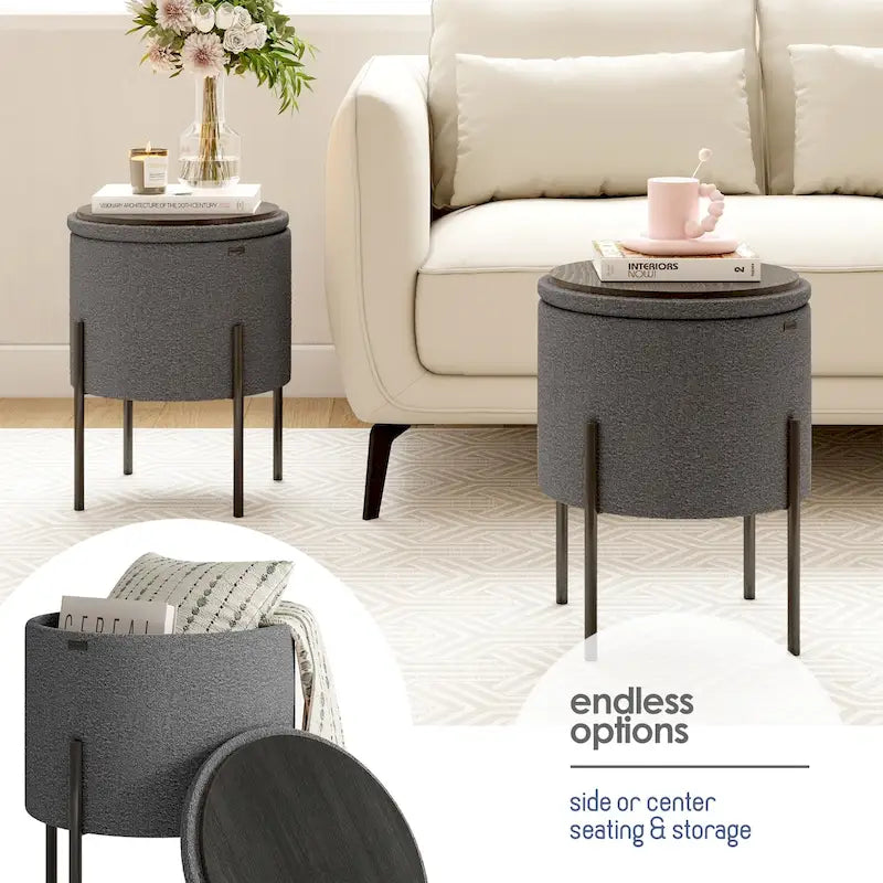 Repose-pieds de rangement rond