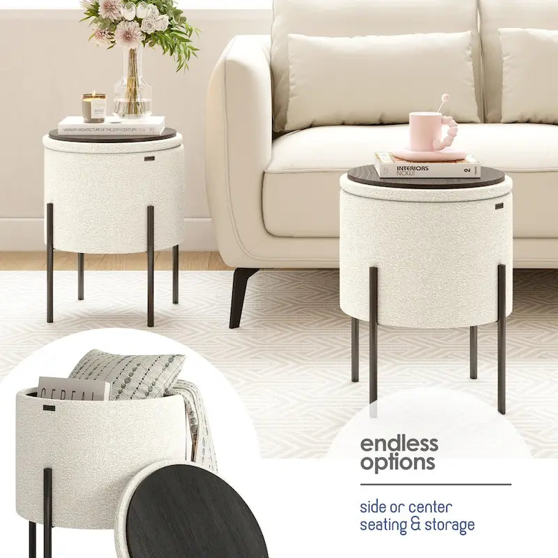 Repose-pieds de rangement rond