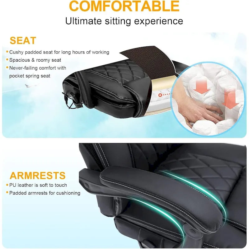 Fauteuil de bureau de direction ergonomique et chauffant