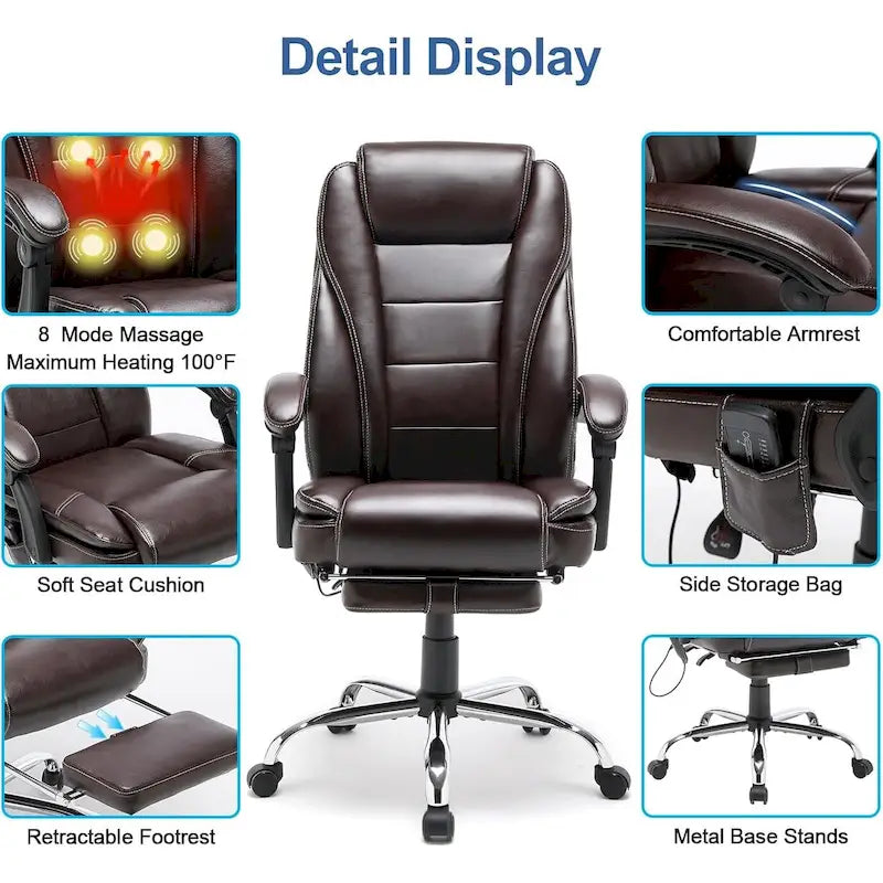 Fauteuil de bureau de direction ergonomique et chauffant