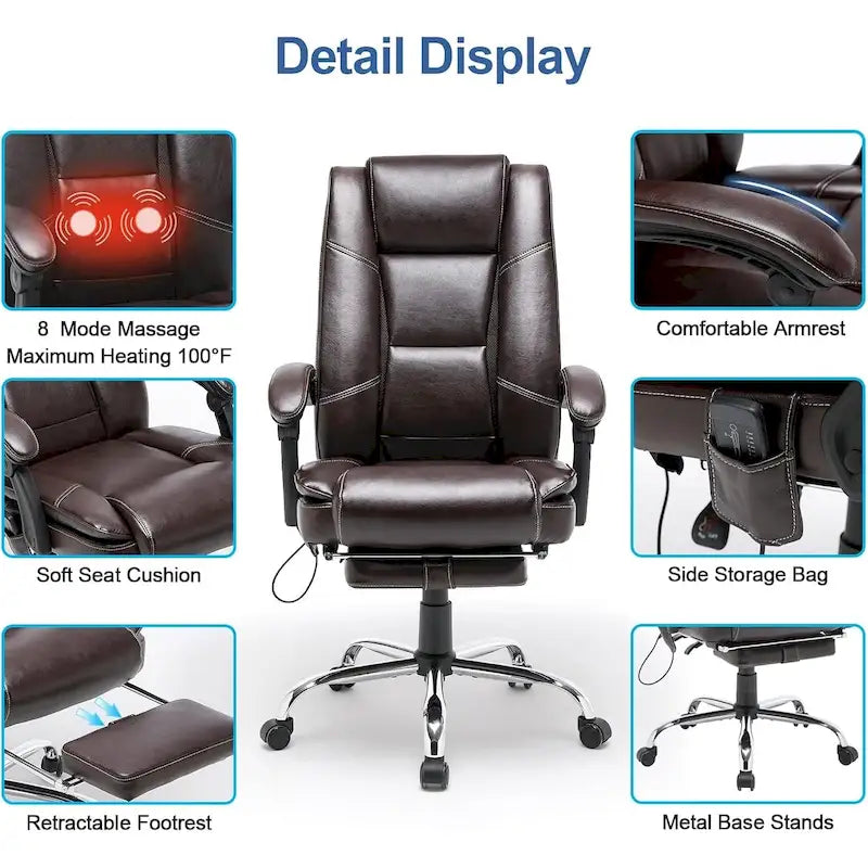 Fauteuil de bureau de direction ergonomique et chauffant
