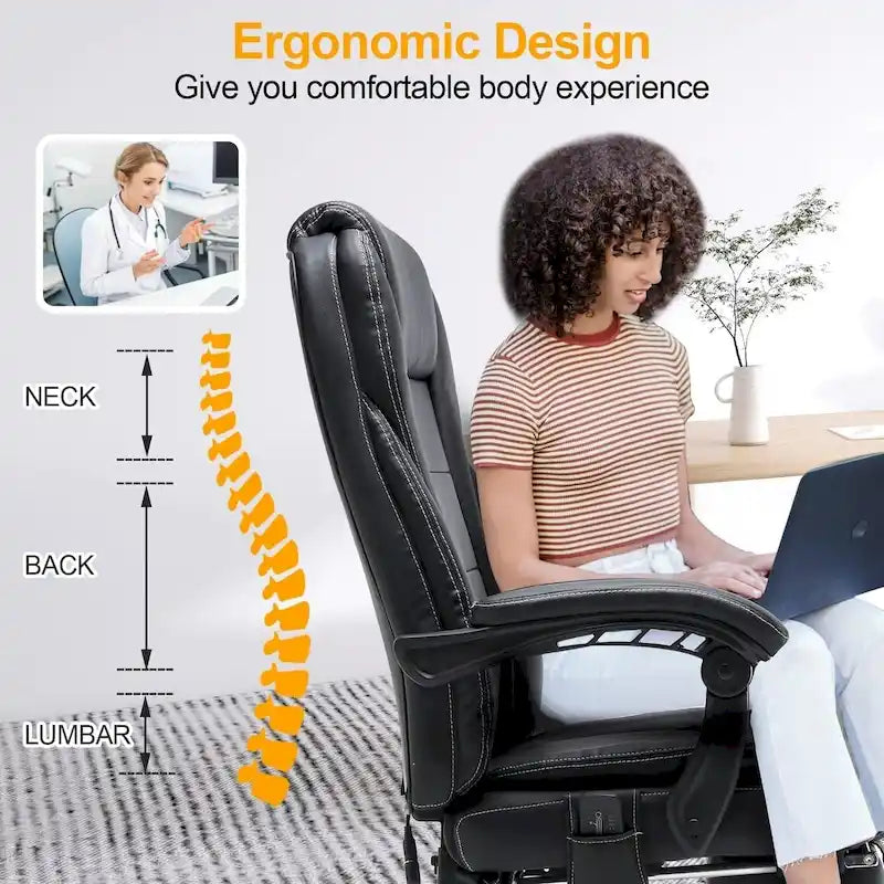 Fauteuil de bureau de direction ergonomique et chauffant