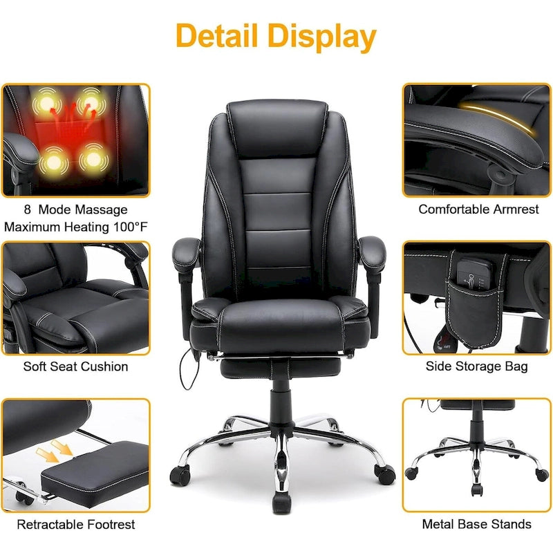 Fauteuil de bureau de direction ergonomique et chauffant