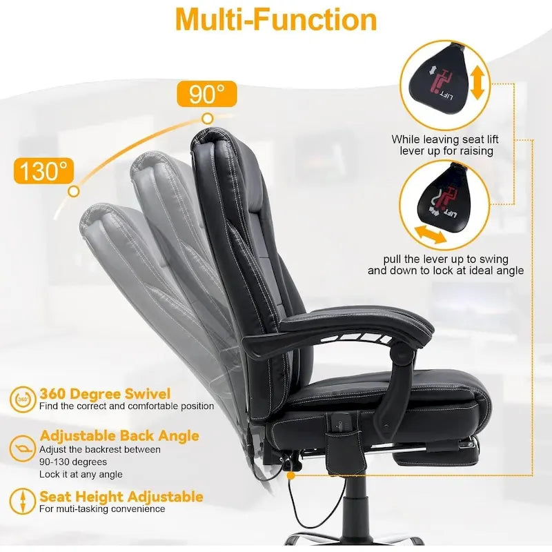 Fauteuil de bureau de direction ergonomique et chauffant