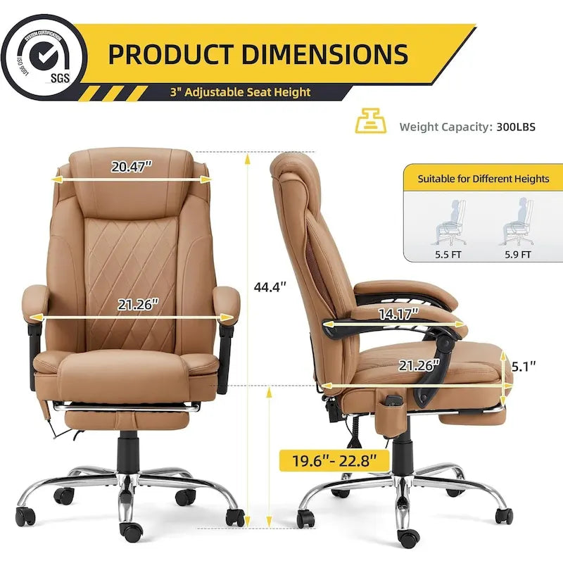 Fauteuil de bureau de direction ergonomique et chauffant