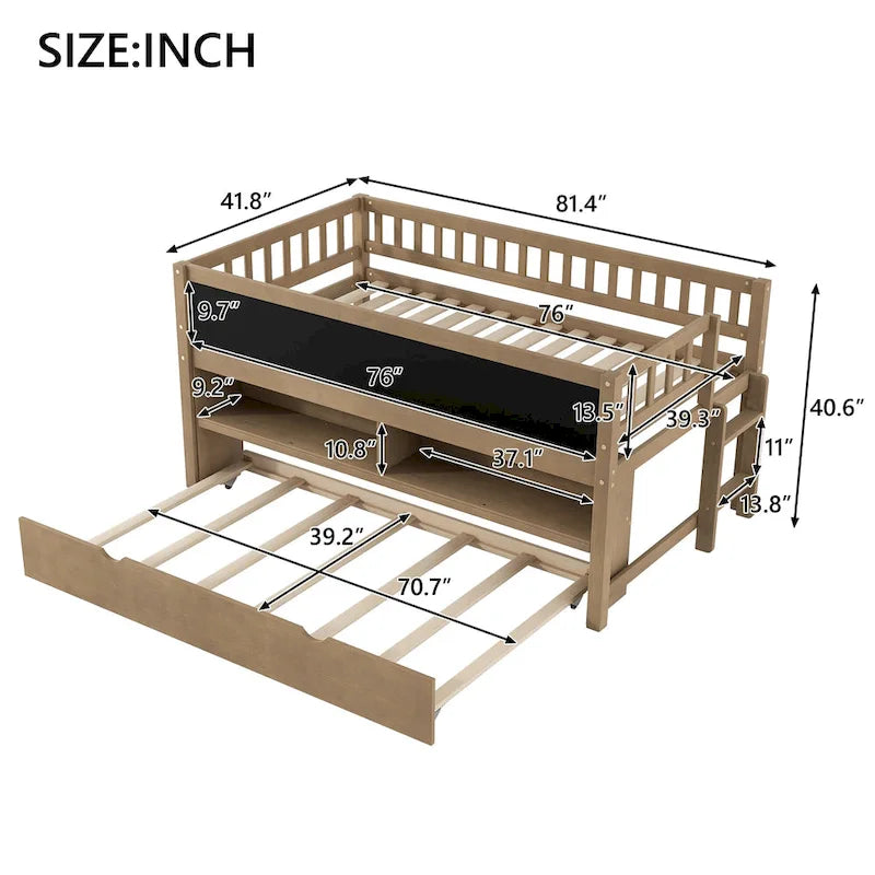 Lit simple bas avec sommier gigogne