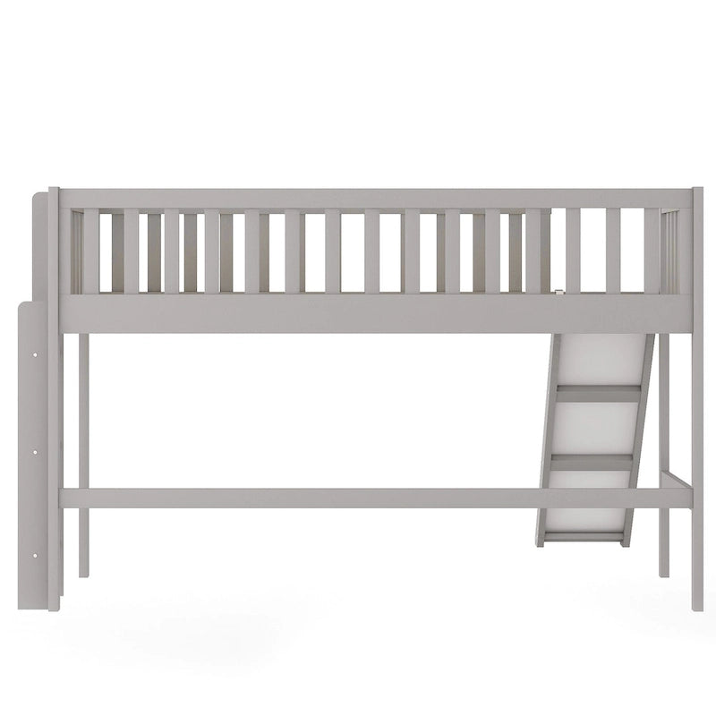 Lit mezzanine bas en bois simple avec échelle et toboggan pour enfants, garçons et filles