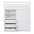 Lit mezzanine double en bois massif blanc