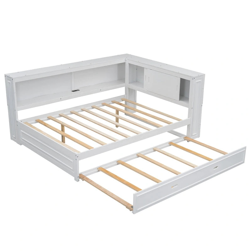 Lit plate-forme moderne en bois, canapé-lit double