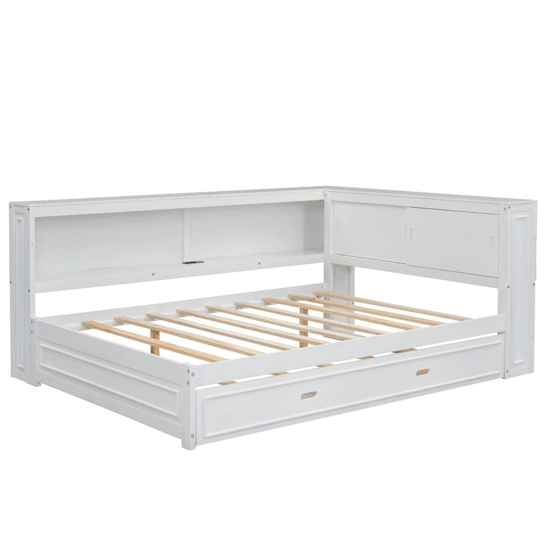 Lit plate-forme moderne en bois, canapé-lit double