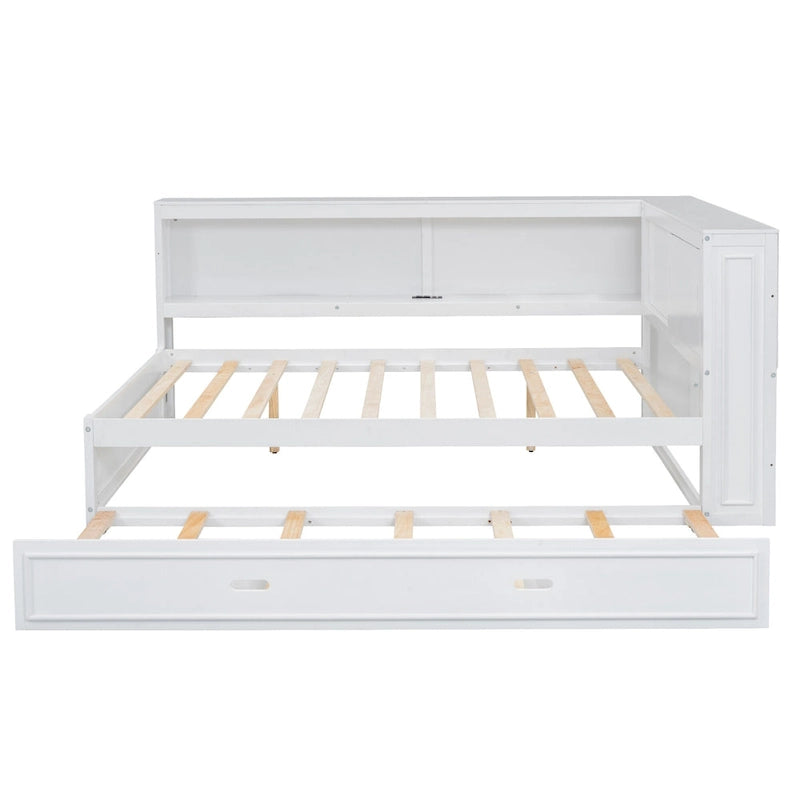 Lit plate-forme moderne en bois, canapé-lit double