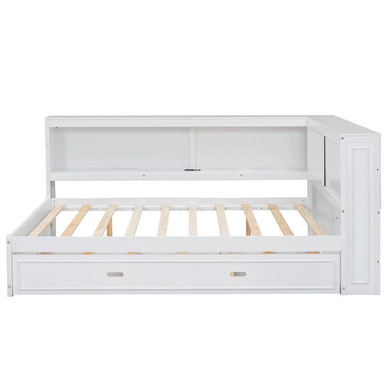 Lit plate-forme moderne en bois, canapé-lit double