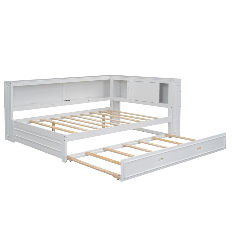 Lit plate-forme moderne en bois, canapé-lit double