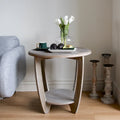 Table d'appoint rustique de ferme avec étagère de rangement