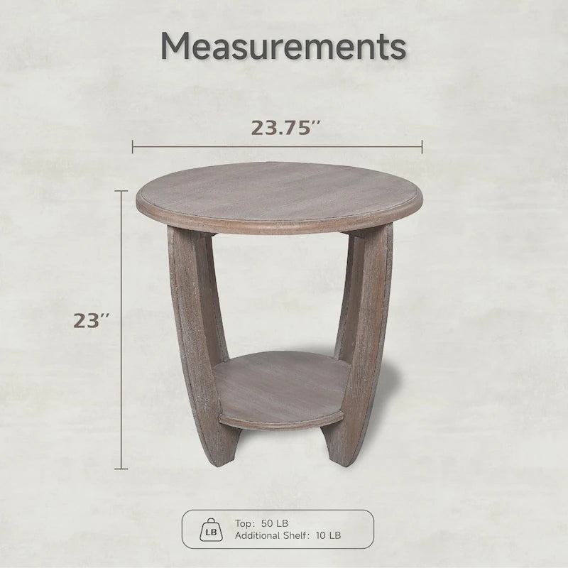 Table d'appoint rustique de ferme avec étagère de rangement