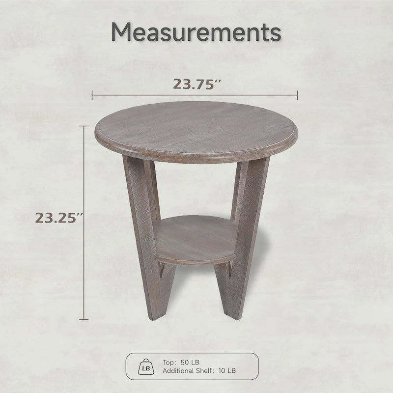 Table d'appoint rustique de ferme avec étagère de rangement