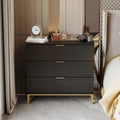 31.5 W x 29.7 H Wooden Nightstand with 3 Drawer End Table Black Chest