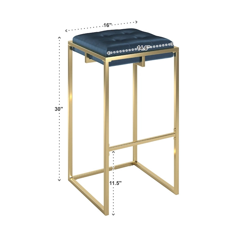 Tabouret de bar en velours doré avec dossier capitonné