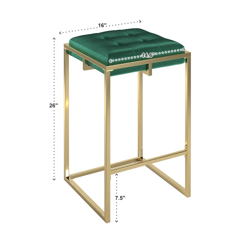Tabouret de bar en velours doré avec dossier capitonné