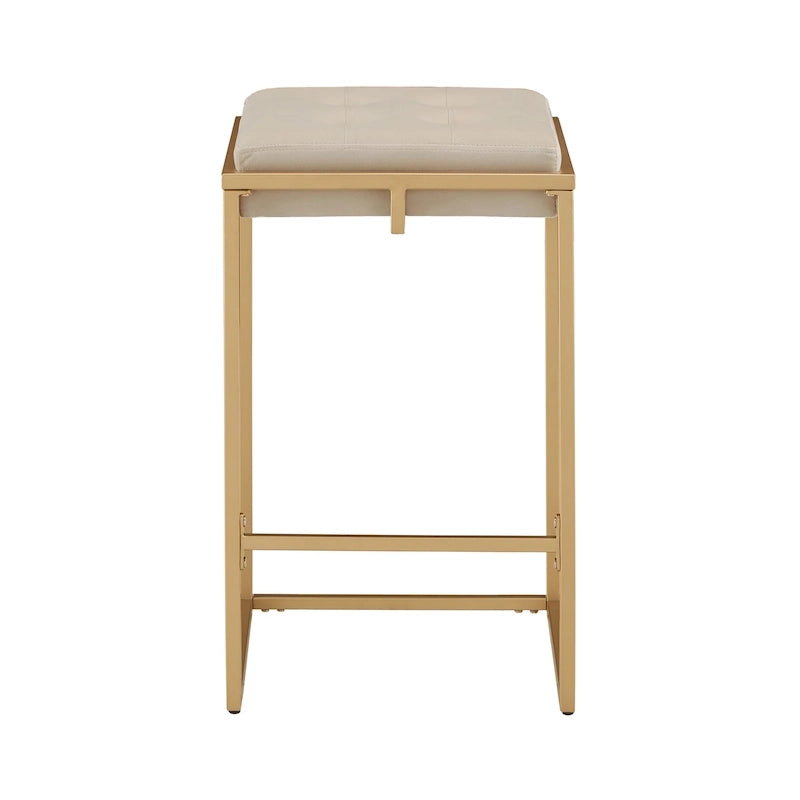 Tabouret de bar en velours doré avec dossier capitonné