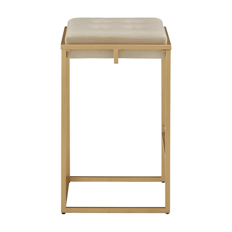 Tabouret de bar en velours doré avec dossier capitonné