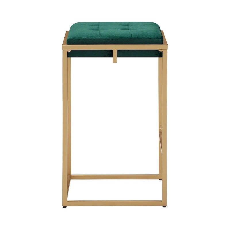 Tabouret de bar en velours doré avec dossier capitonné