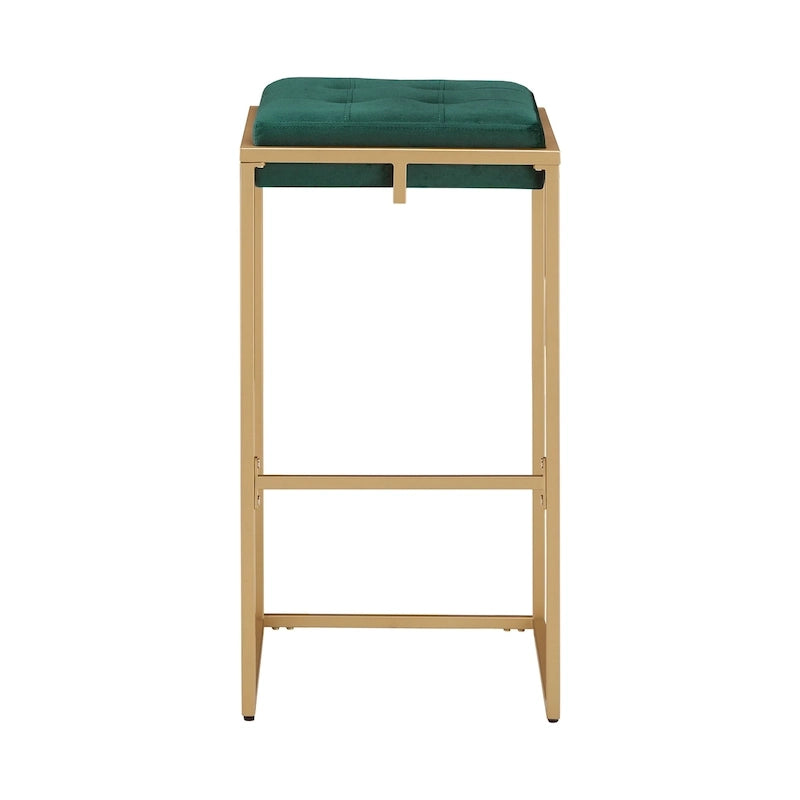 Tabouret de bar en velours doré avec dossier capitonné