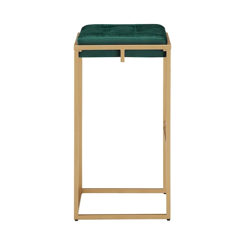 Tabouret de bar en velours doré avec dossier capitonné