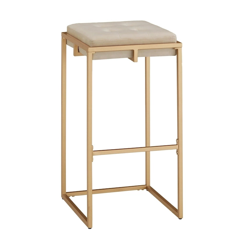 Tabouret de bar en velours doré avec dossier capitonné