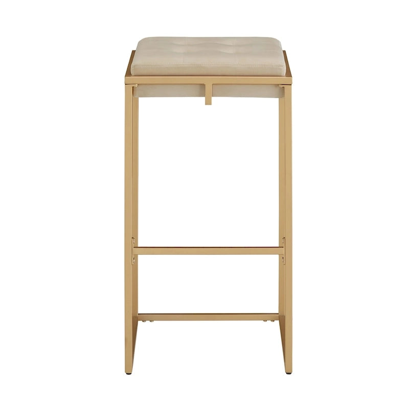 Tabouret de bar en velours doré avec dossier capitonné