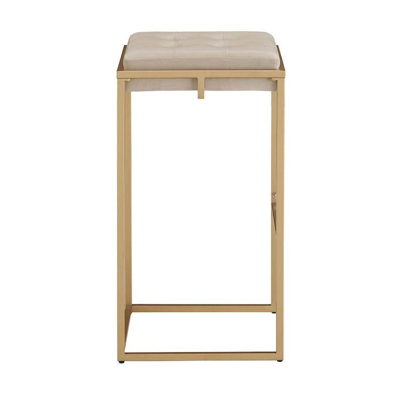 Tabouret de bar en velours doré avec dossier capitonné