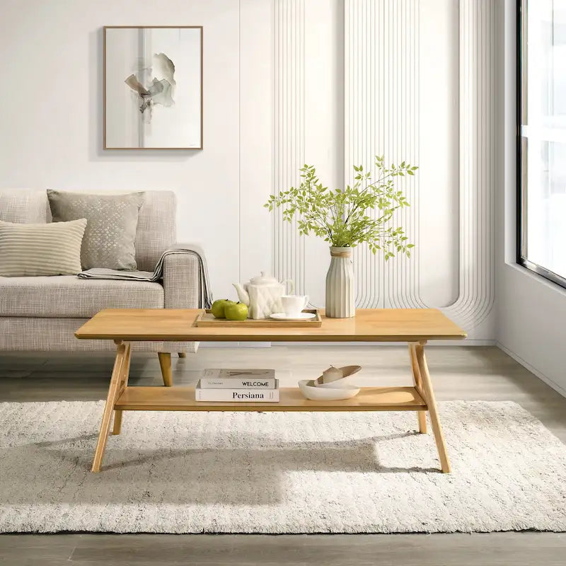 Table basse en bois Mid-Century Modern Arona avec étagère de Roundhill Furniture