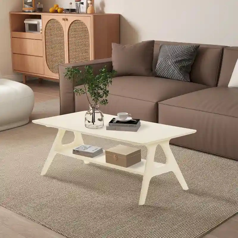Table basse en bois Mid-Century Modern Arona avec étagère de Roundhill Furniture
