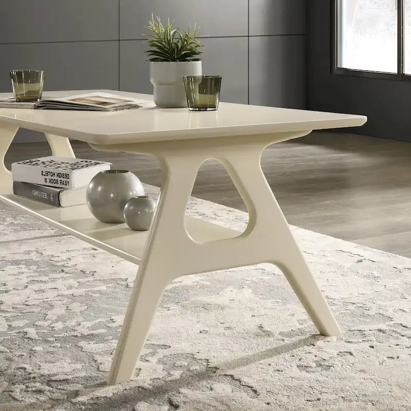 Table basse en bois Mid-Century Modern Arona avec étagère de Roundhill Furniture