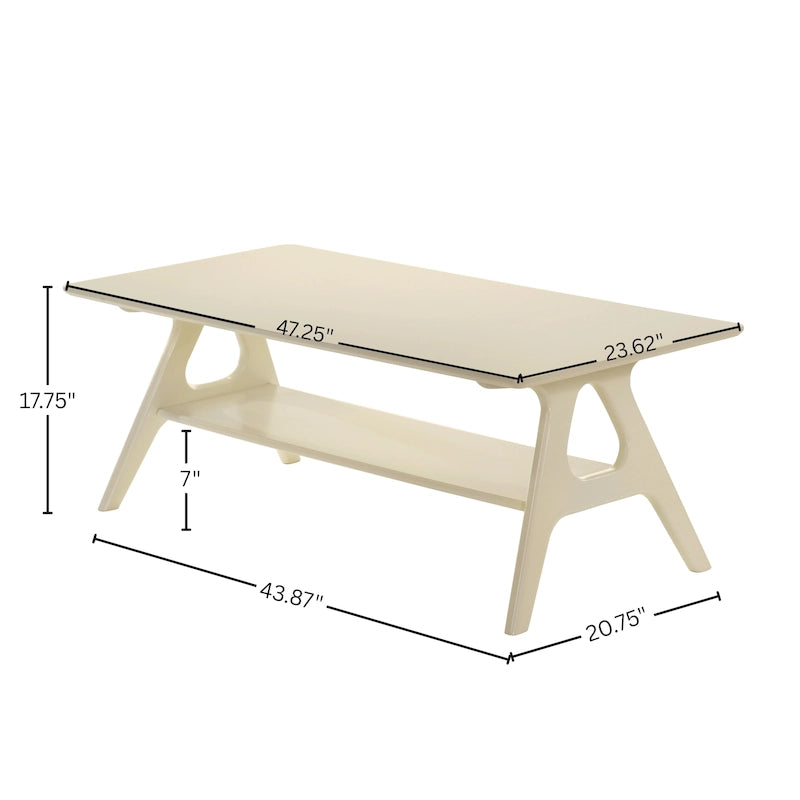 Table basse en bois Mid-Century Modern Arona avec étagère de Roundhill Furniture