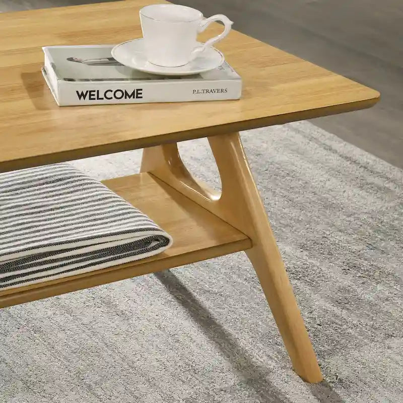 Table basse en bois Mid-Century Modern Arona avec étagère de Roundhill Furniture
