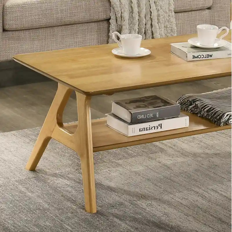 Table basse en bois Mid-Century Modern Arona avec étagère de Roundhill Furniture
