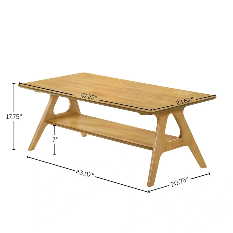Table basse en bois Mid-Century Modern Arona avec étagère de Roundhill Furniture