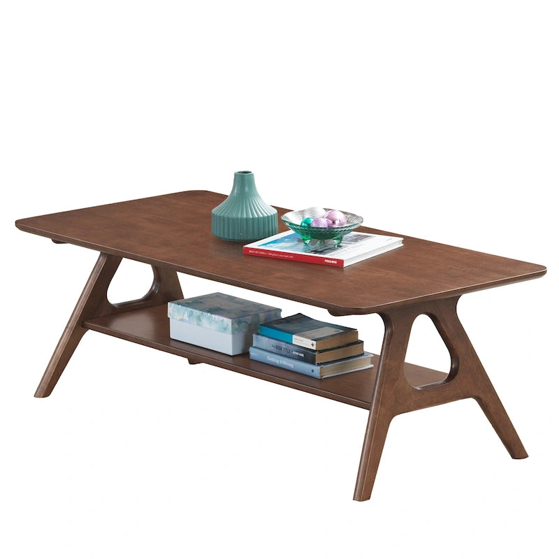 Table basse en bois Mid-Century Modern Arona avec étagère de Roundhill Furniture