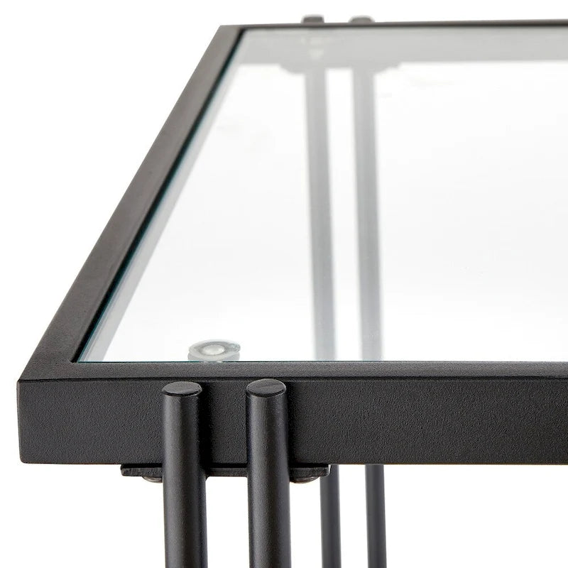 Table d'appoint en métal et verre