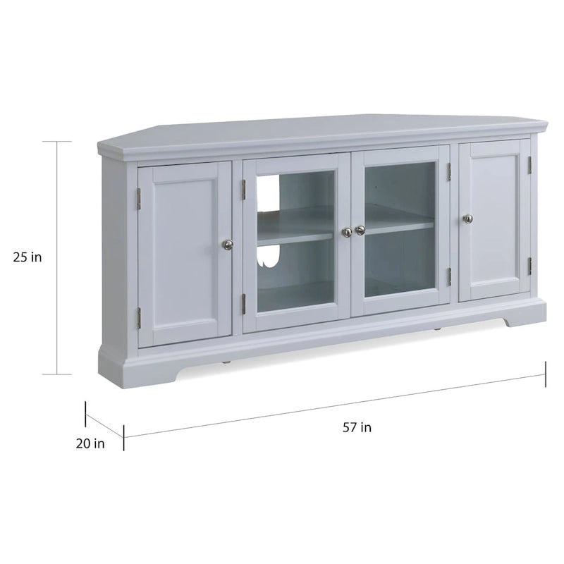 Meuble TV d'angle avec espace de rangement fermé