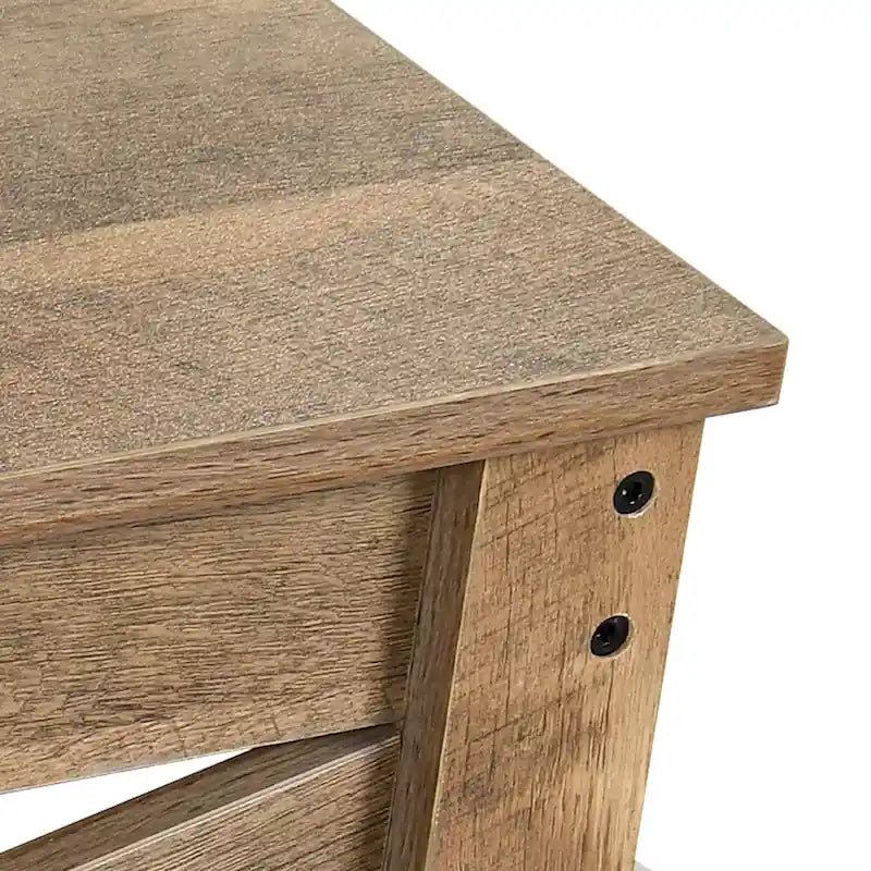 Table basse carrée à double plateau avec étagères, idéale pour le salon
