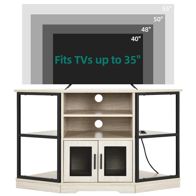 Meuble TV d'angle de style campagnard, centre de divertissement, console de contrôle multimédia