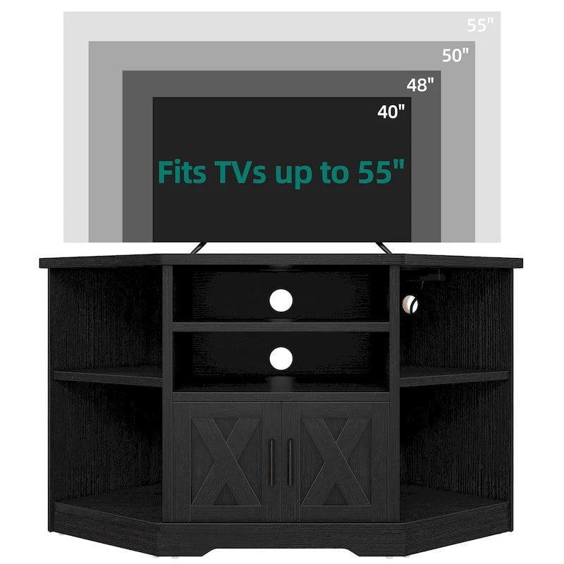 Meuble TV d'angle de style campagnard, centre de divertissement, console de contrôle multimédia
