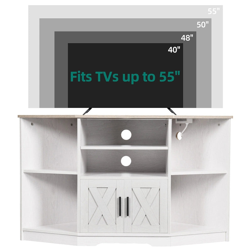 Meuble TV d'angle de style campagnard, centre de divertissement, console de contrôle multimédia